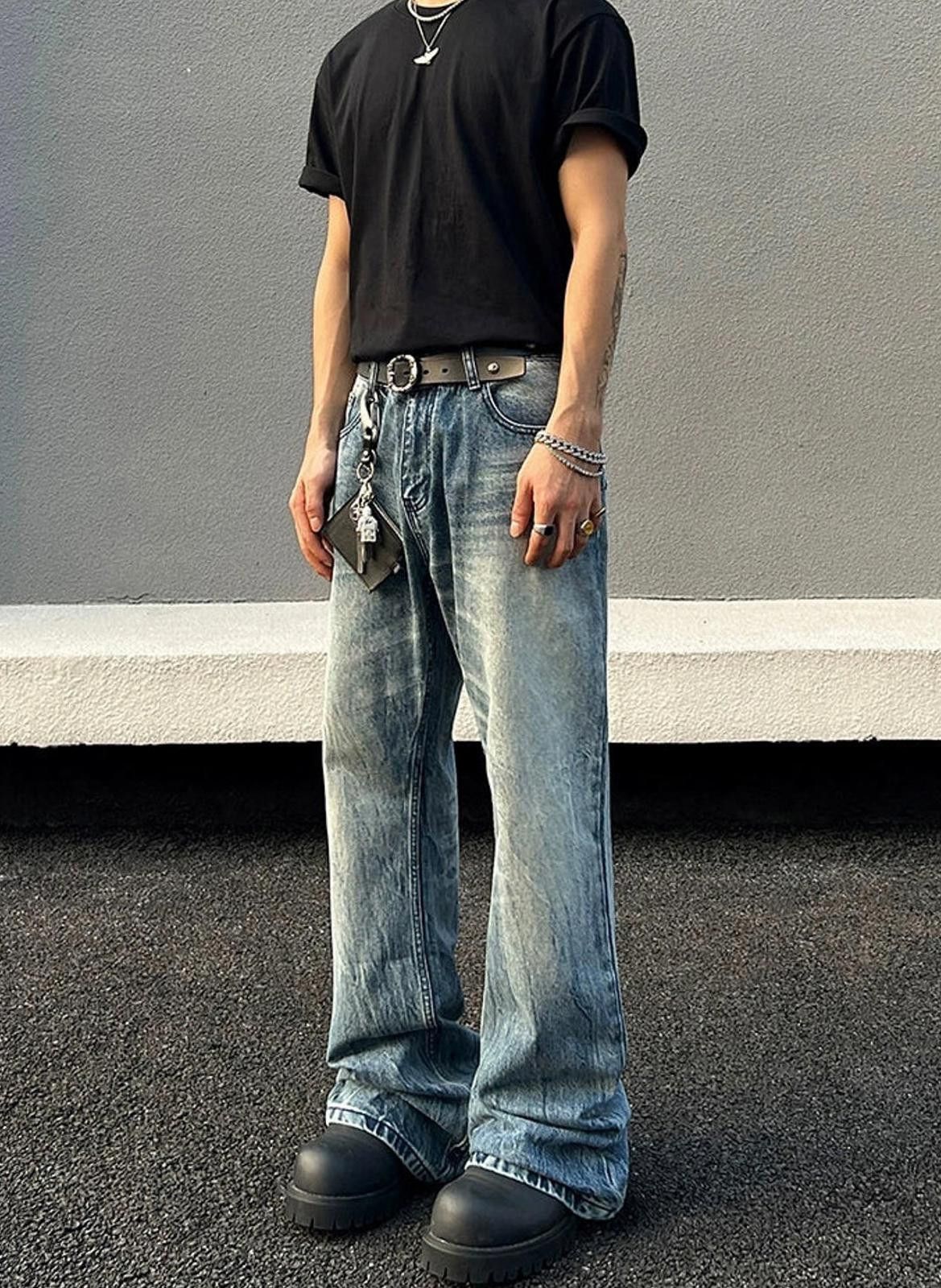 Other Whiskered Distressed Wide-Leg Jeans Size US 32 / EU 48 - 4 Thumbnail