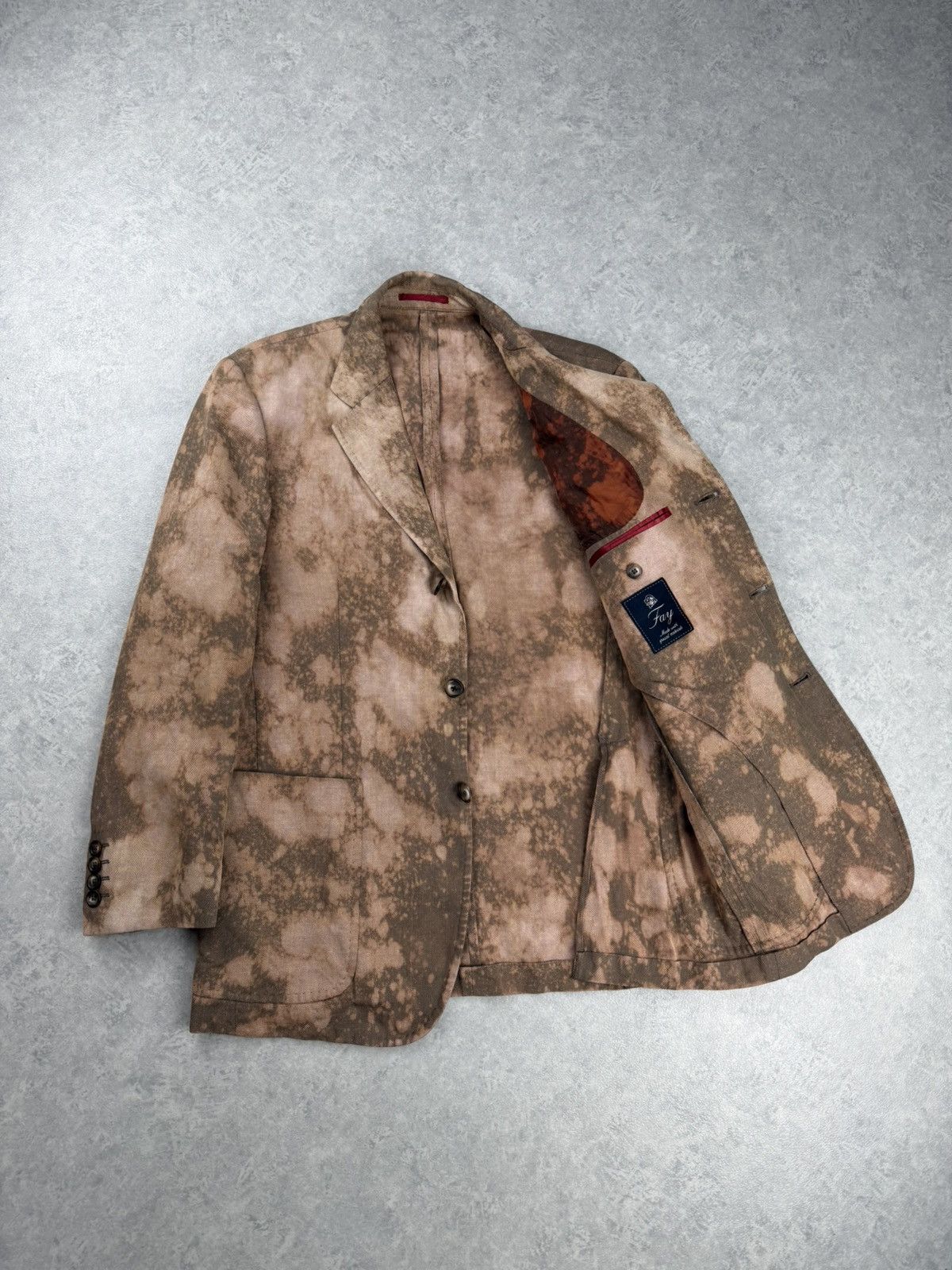 Fay Fay Linen Blazer Custom Hand Bleached Herringbone Size 50 Size US M / EU 48-50 / 2 - 7 Thumbnail