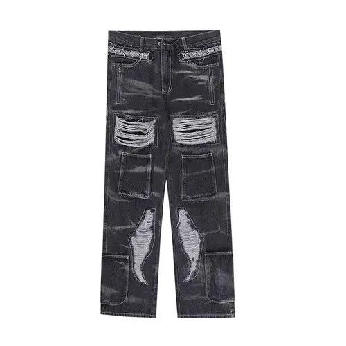 VIBE Black Distressed Denim Jeans Size US 32 / EU 48 - 8 Thumbnail