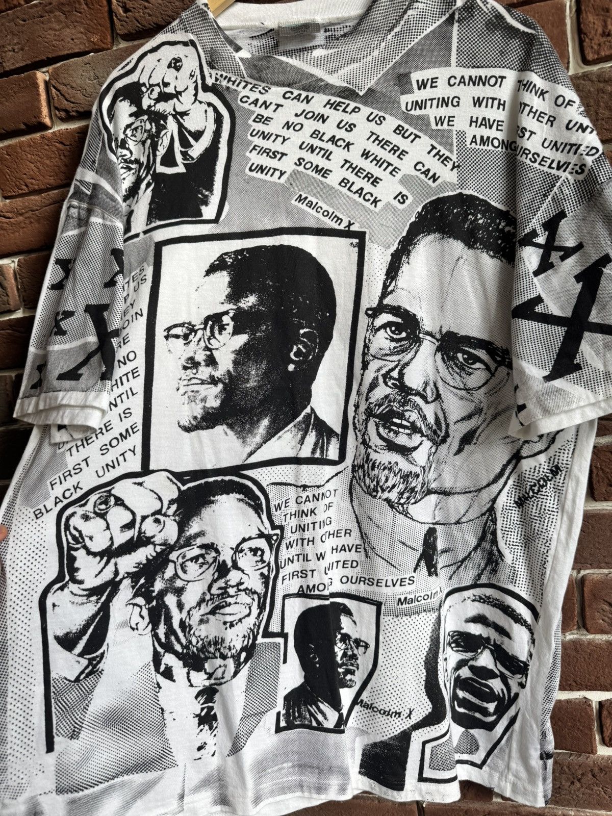 Vintage Rare Vintage 90s Malcolm X Newspaper All Over Print Tee XL Size US XL / EU 56 / 4 - 7 Thumbnail