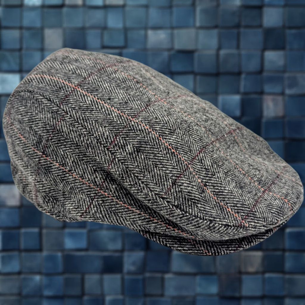 Vintage Wonderful Fashion Newsboy Wool Blend Tweed Herringbone Cabby Cal Hat One Size Velvet? Size ONE SIZE - 1 Thumbnail