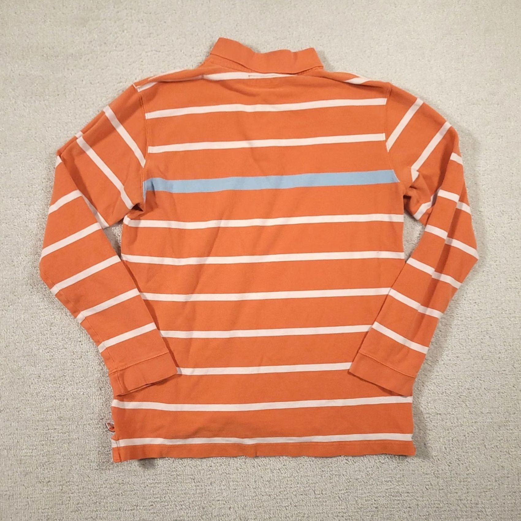 Vintage Duck Head Jeans Co. Polo Shirt Striped Long Sleeve Orange Mens Large Size US L / EU 52-54 / 3 - 6 Thumbnail