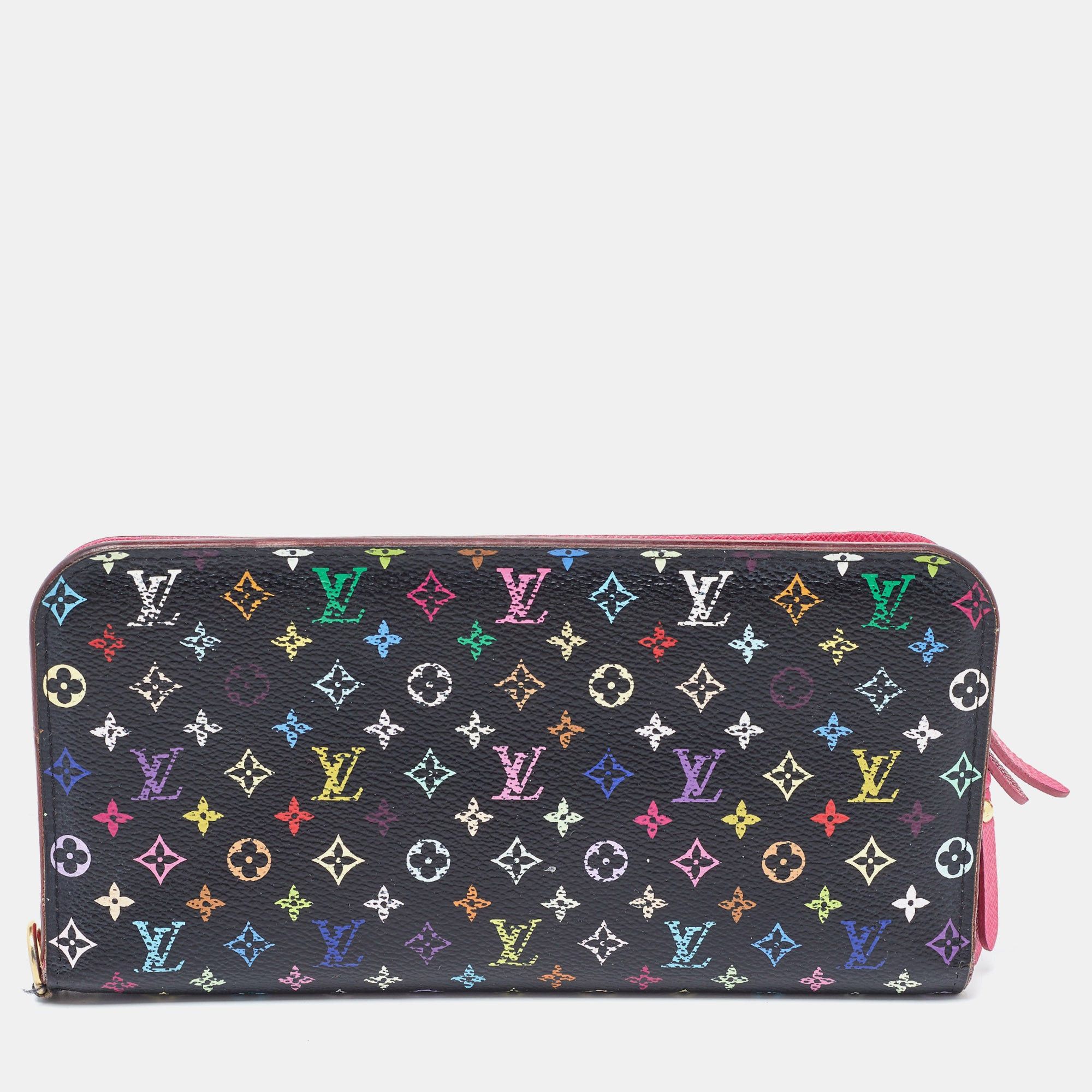 image of Louis Vuitton Black Monogram Multicolore Canvas Insolite Pistache Wallet, Women's