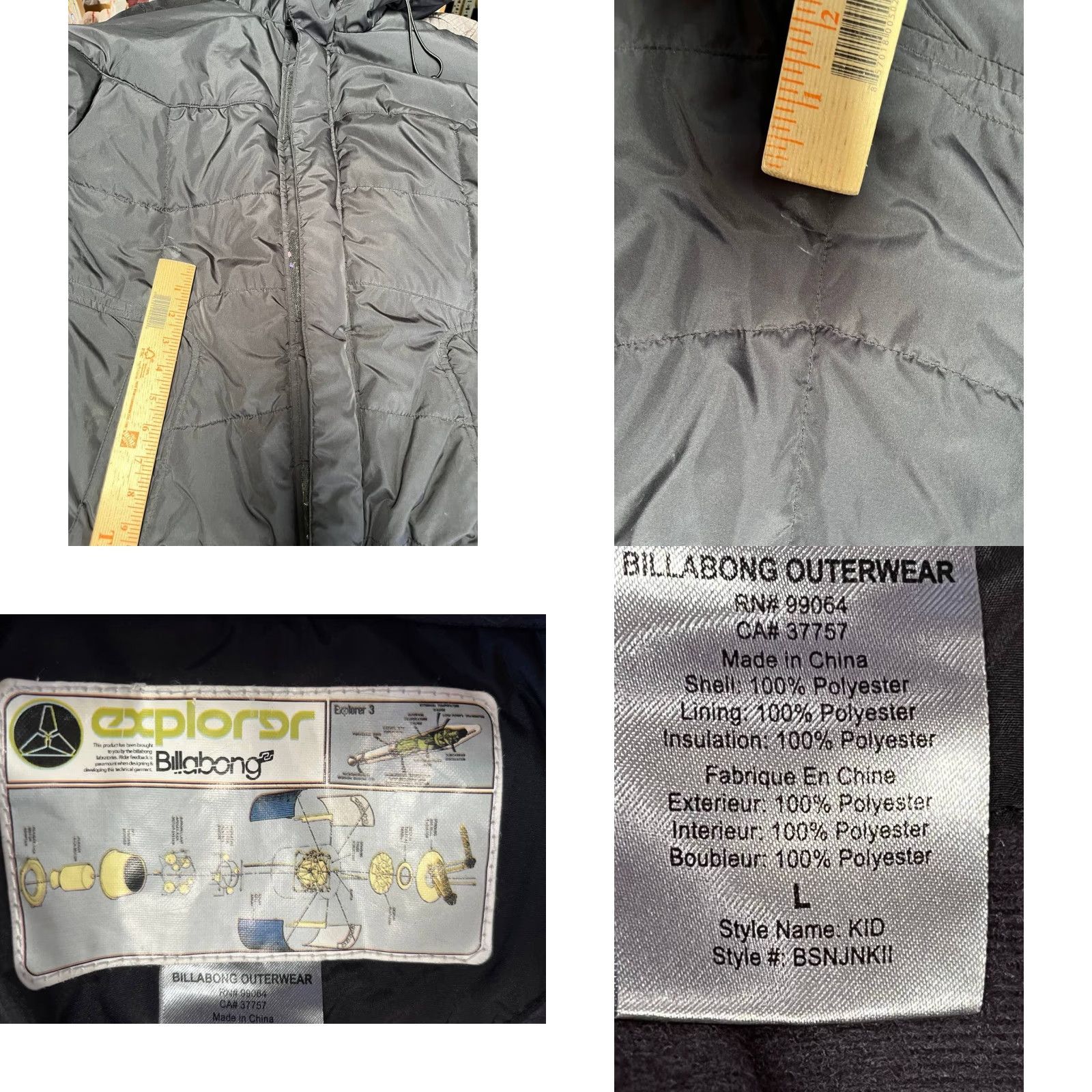 Billabong Billabong Explorer Jacket Women Large Black Puffer Full Zip Pockets Womens Size L / US 10 / IT 46 - 8 Thumbnail