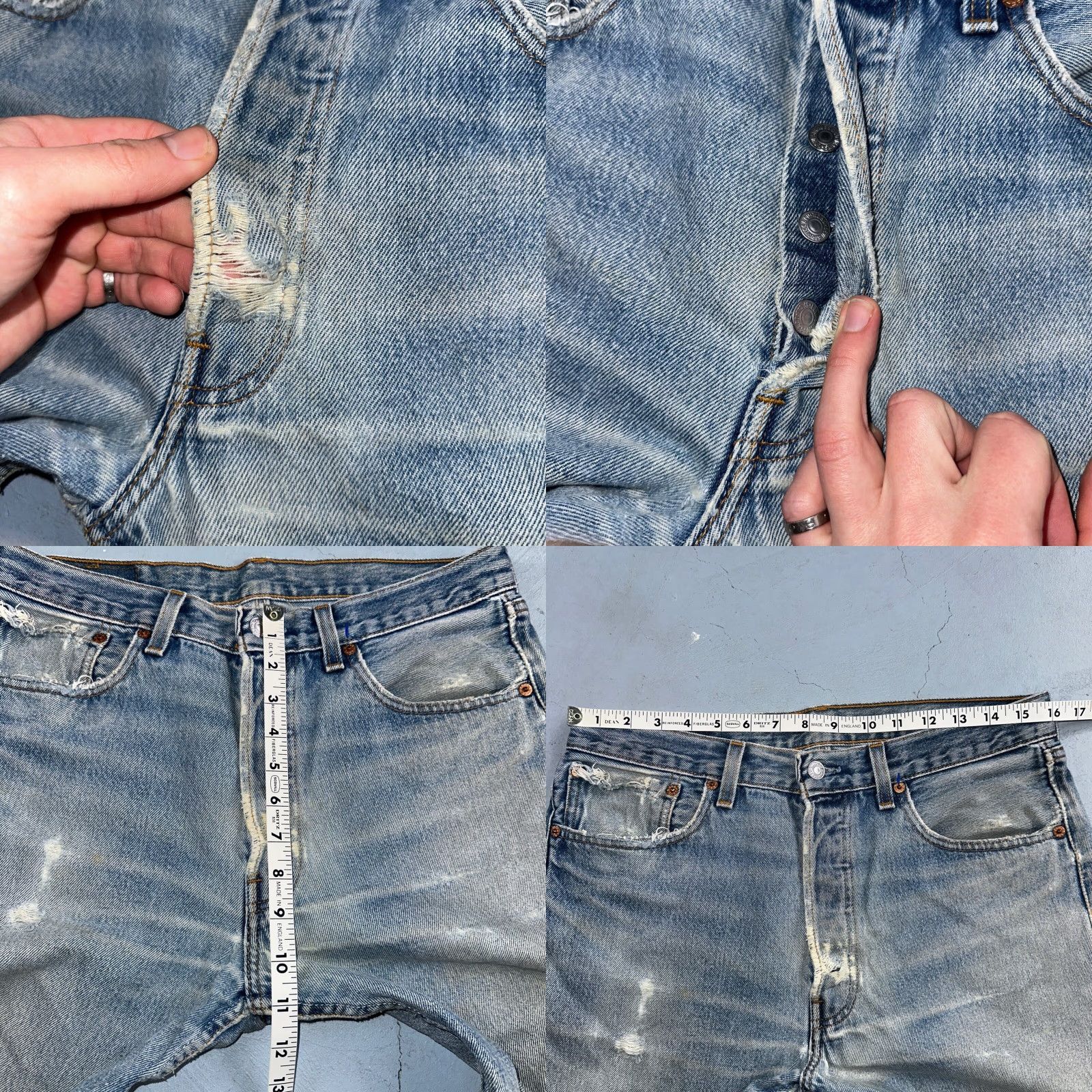 Levi's VINTAGE Levi's 501 90s USA Straight Leg Jeans Blue Light Wash 33x32 Mens Size US 33 - 8 Thumbnail