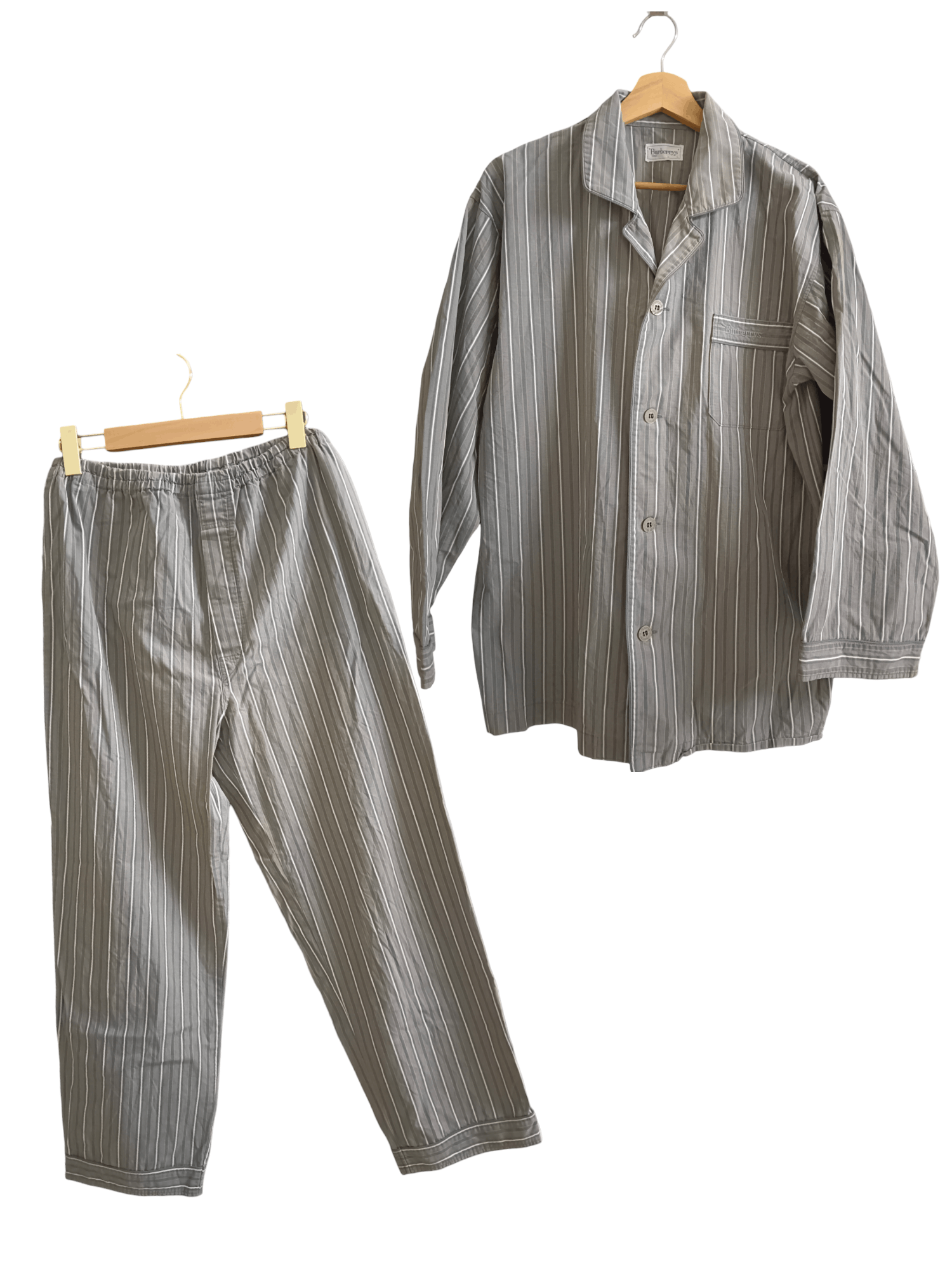 image of Authentic 90's Luxury Burberry's Cotton Pyjama Set in Dark Grey, Men's (Size Large)