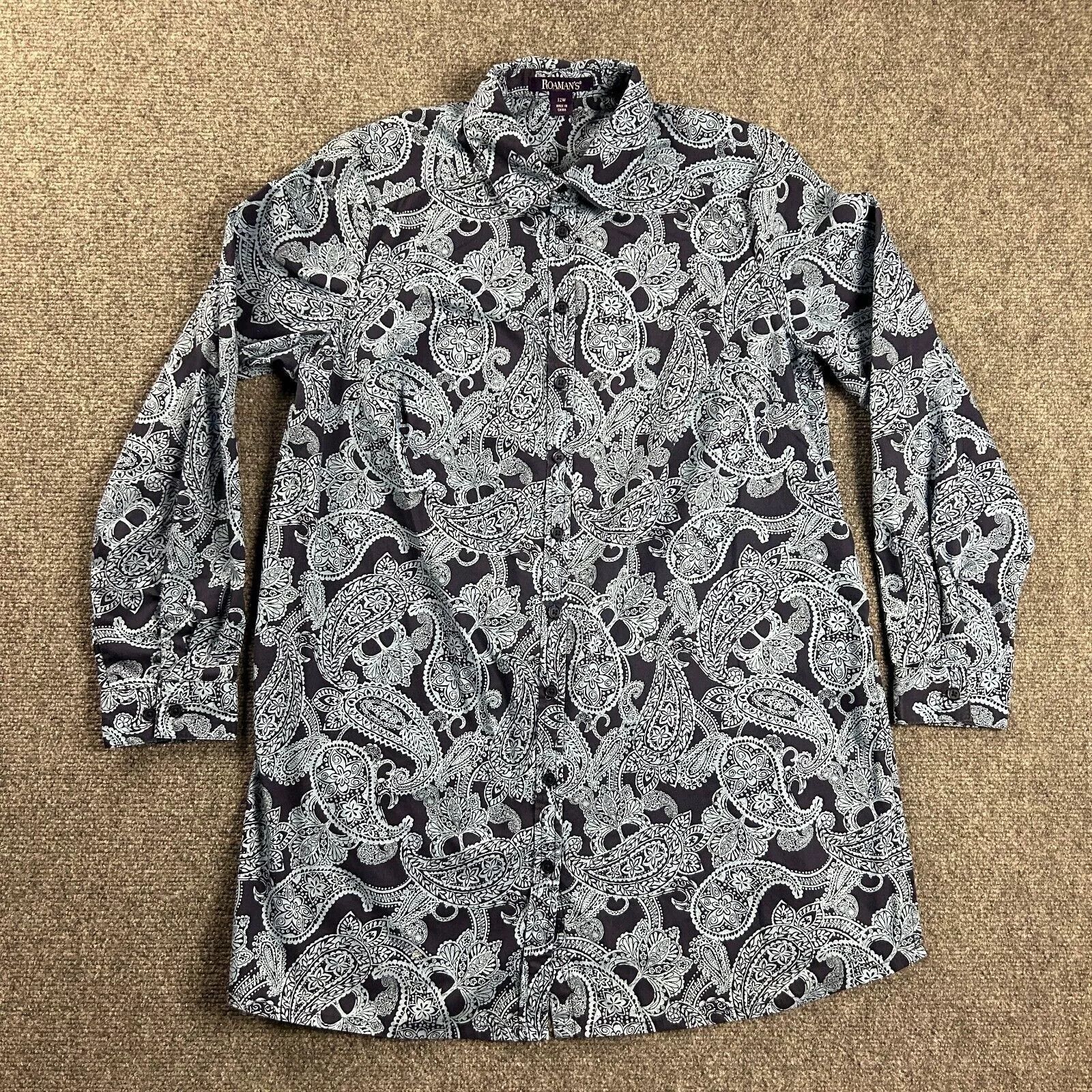 Other Roaman's Top Womens 12W Button Up Paisley Tunic Cotton Plus Size XL / US 12-14 / IT 48-50 - 1 Thumbnail