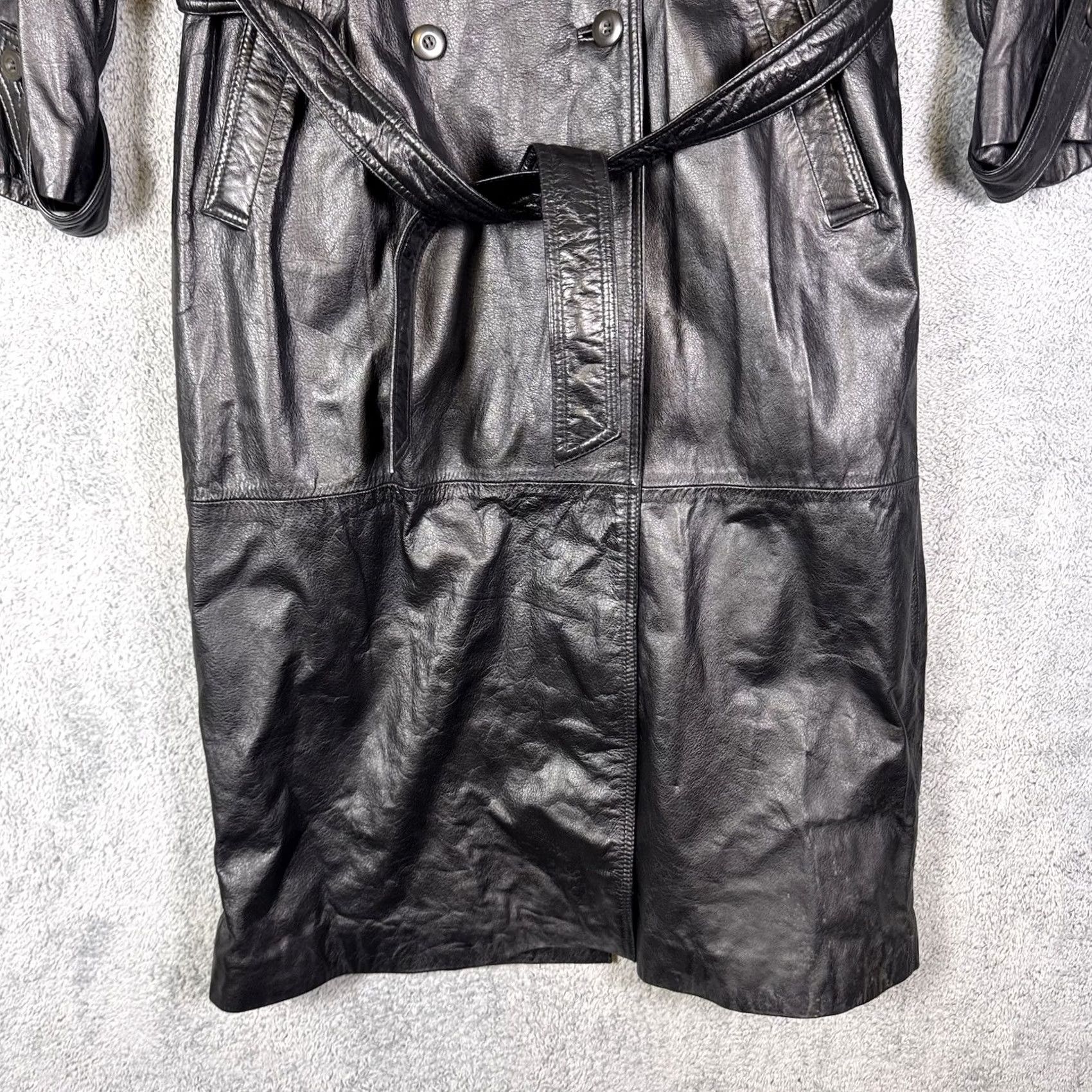 Vintage VINTAGE Wilsons Leather Jacket Womens L Belted Double Breasted Trench Coat Thinsulate Black Long Sleeve Size L / US 10 / IT 46 - 3 Thumbnail