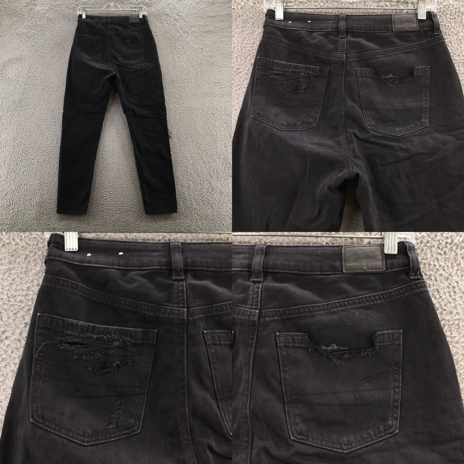 American Eagle Outfitters American Eagle Mom Jeans Womens 4R Black High Rise Distressed Size 27" / US 4 / IT 40 - 9 Thumbnail