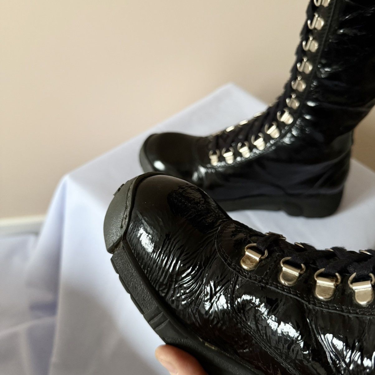 Hysteric Glamour Vintage Y2K Bumper Boxing Racing Zip Lace Up Boots Size US 7 / IT 37 - 10 Thumbnail