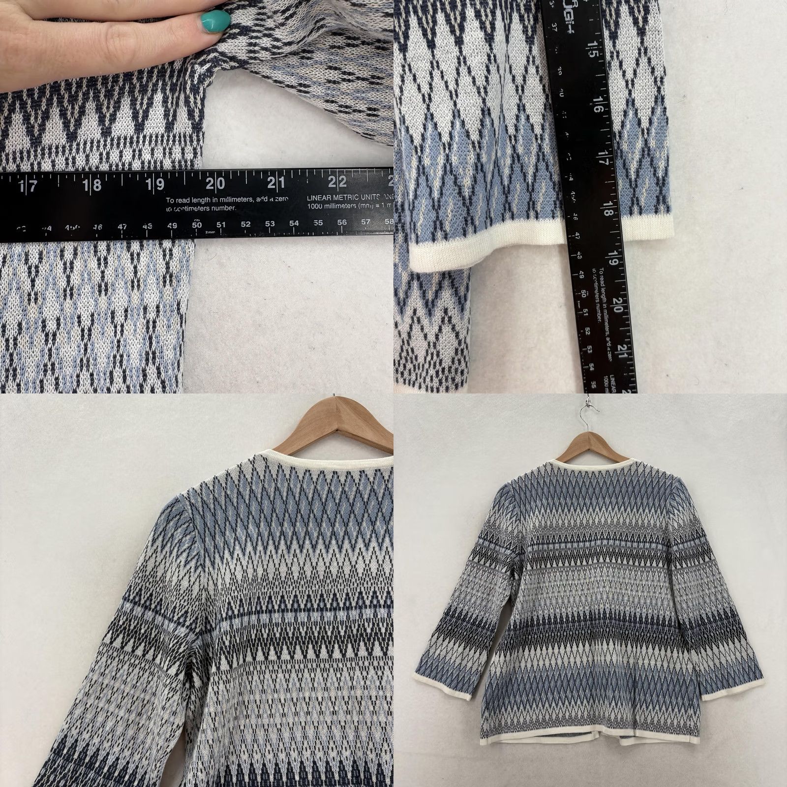 Pendleton Pendleton Cardigan Sweater Womens Medium Blue Geometric 3/4 Sleeve Linen Cotton Knit Vest Style Casual Womens Size M / US 6-8 / IT 42-44 - 8 Thumbnail
