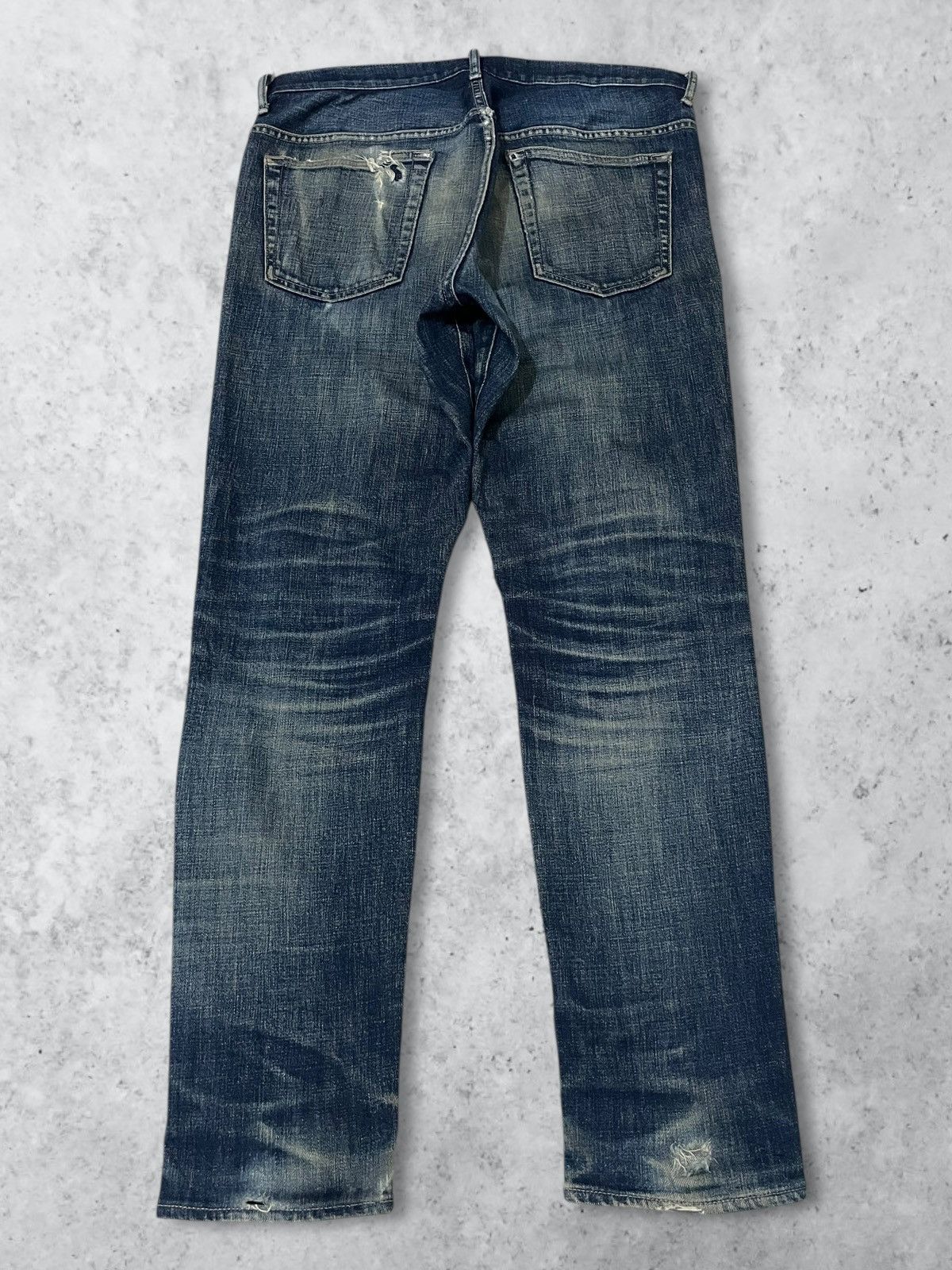 Number (N)ine Vintage Nano Universe Button Fly Blue Wash Loose Taper Jeans Size US 32 / EU 48 - 4 Thumbnail