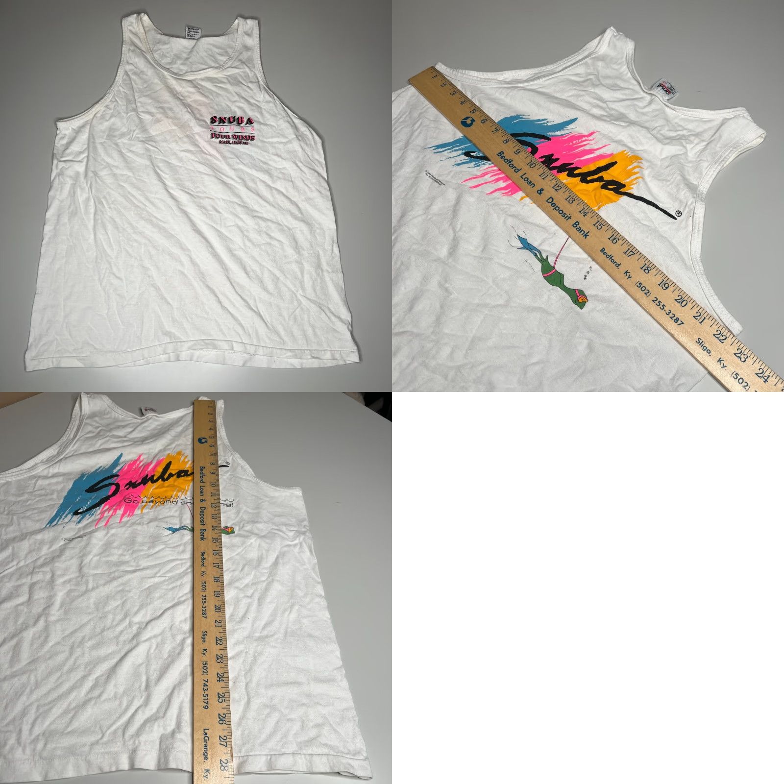 Anvil VINTAGE Anvil Tank Top Hawaii Surf 80s XL White Snuba Tours Four Winds Maui USA Mens Size US XL / EU 56 / 4 - 8 Thumbnail