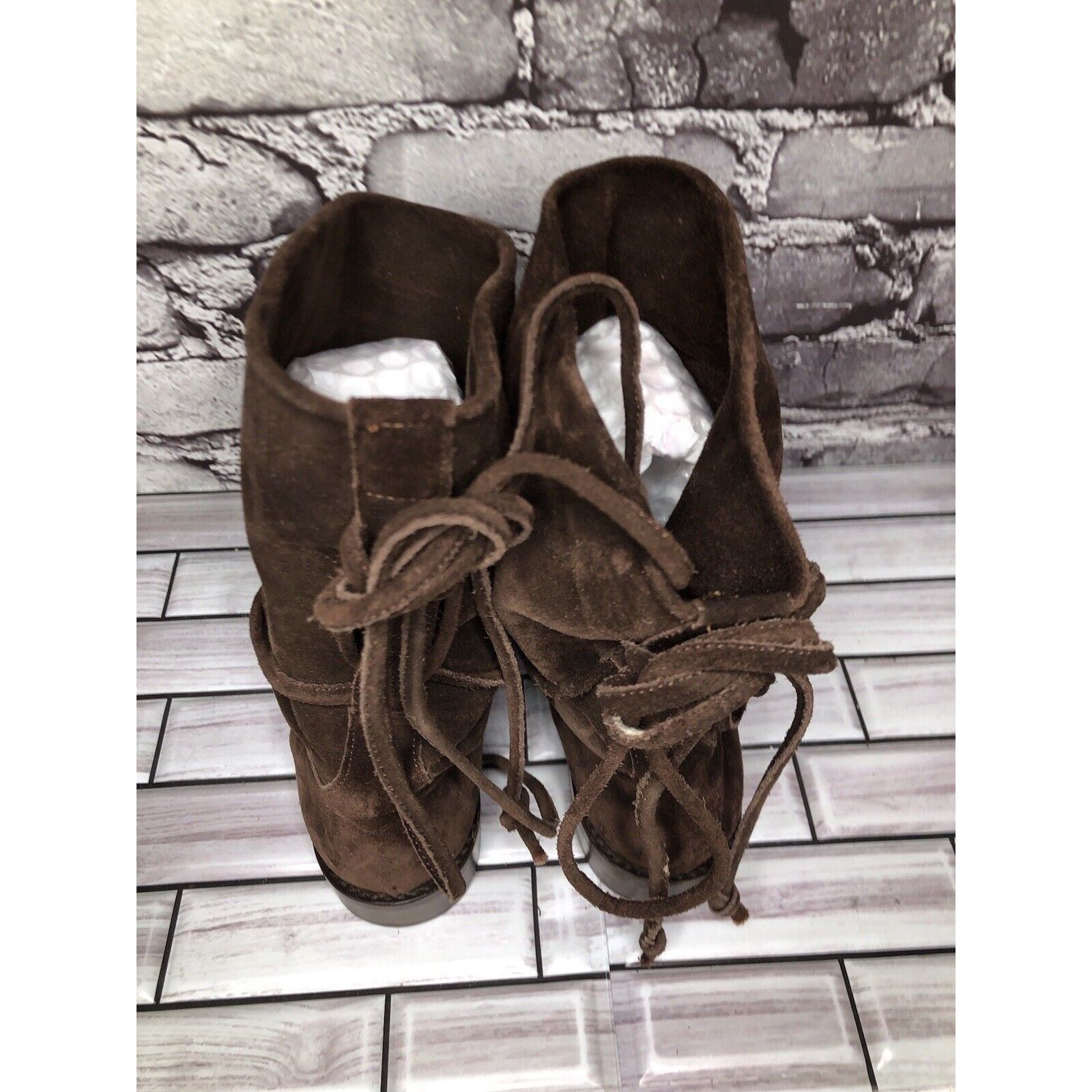 Other Joan & David Brown Suede Leather Back Lace Up Heels Boots Wo Size US 6 / IT 36 - 5 Thumbnail