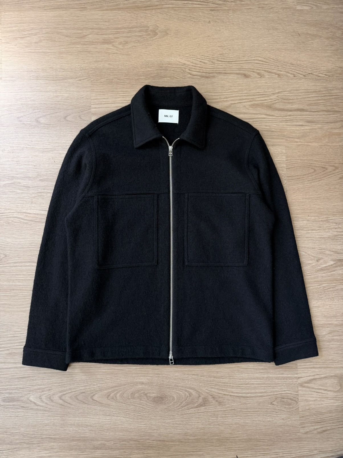 NN07 NN07 Isak 6398 Boiled Wool Overshirt Black Jacket Size L Size US L / EU 52-54 / 3 - 1 Thumbnail