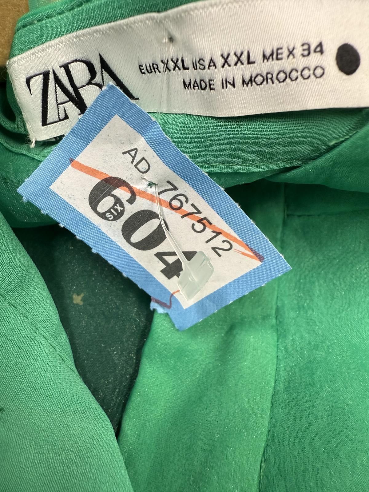 Zara Zara Sheer Green Blouse with Tie Neck and Black Buttons, XXL Size XXL / US 16-18 / IT 52-54 - 2 Thumbnail