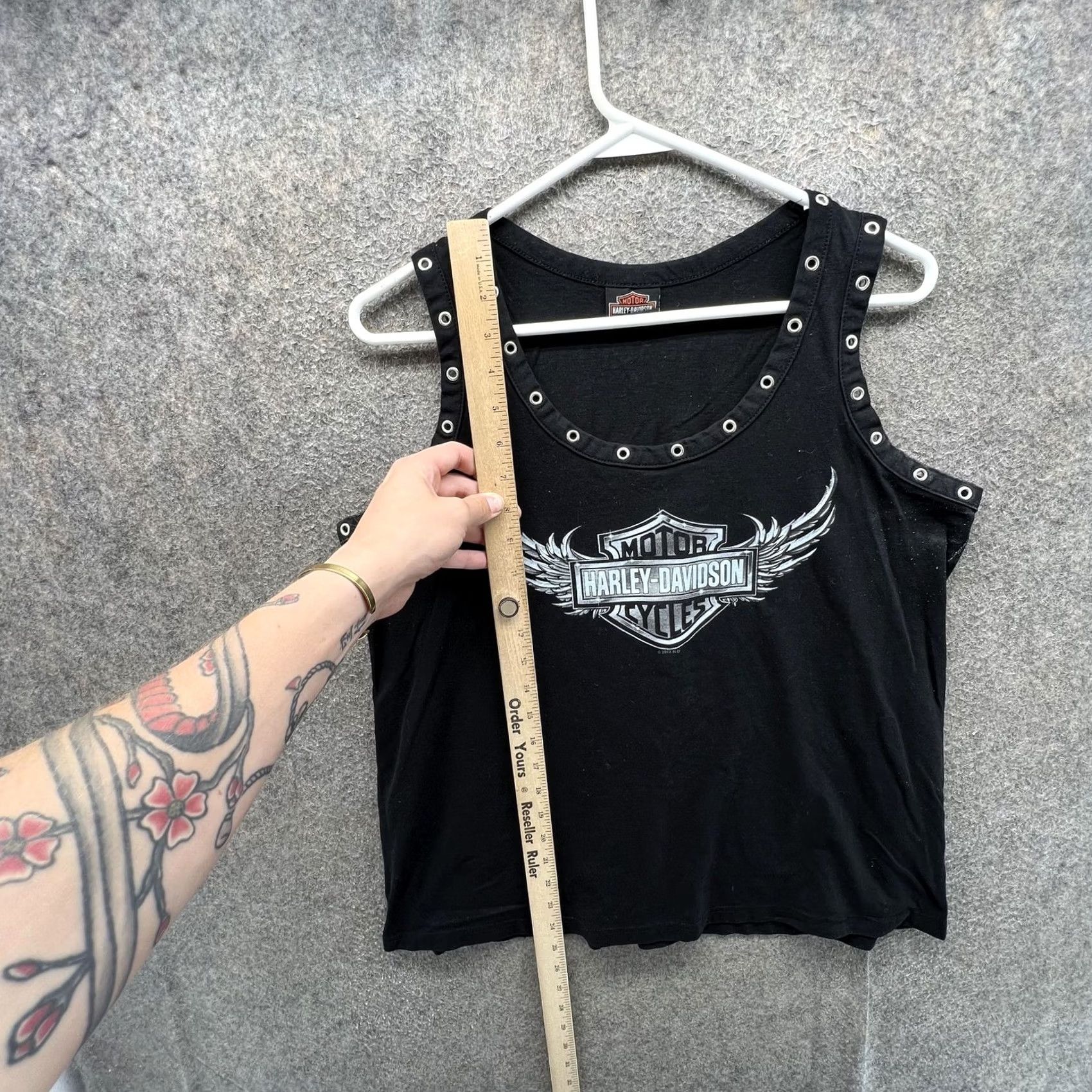 Harley Davidson Harley-Davidson Tank Top Womens XL Black Studded Scoop Neck Sleeveless Top y2k Size XL / US 12-14 / IT 48-50 - 6 Thumbnail
