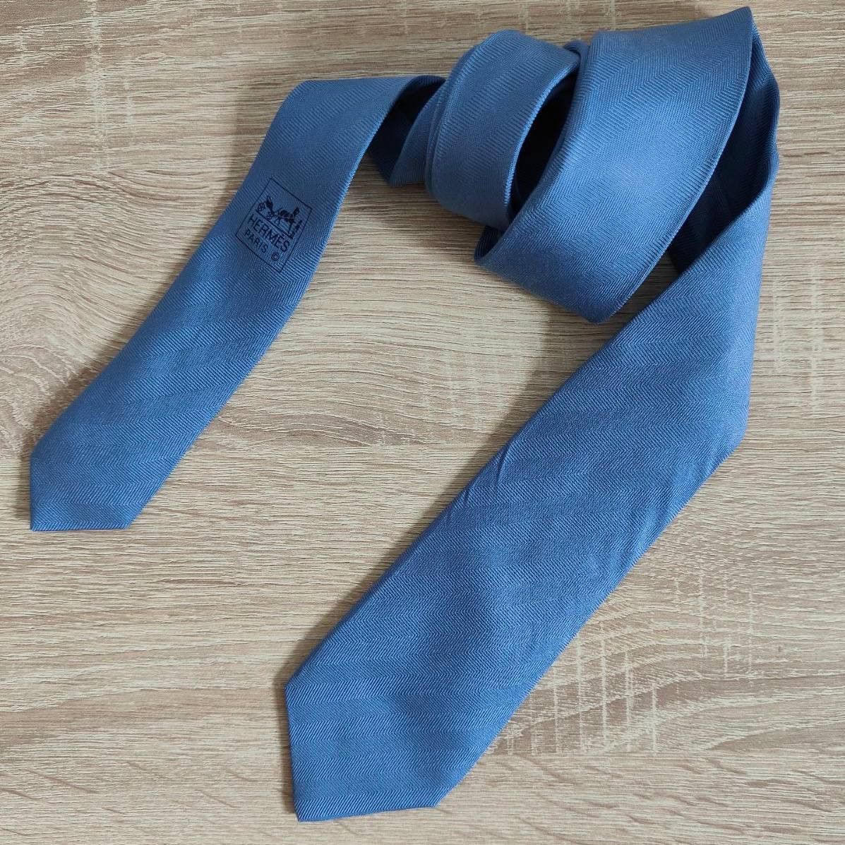 Hermes Hermes Paris Silk Tie 153623 PA Geometry Blue Size ONE SIZE - 2 Thumbnail