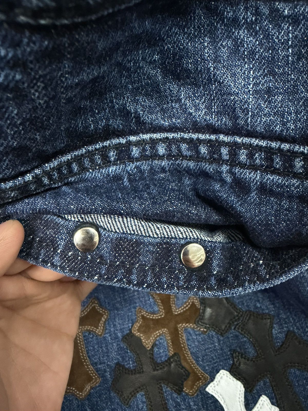Chrome Hearts Chrome Hearts Navy Brown Black White Fleur Jeans Size US 31 - 5 Thumbnail