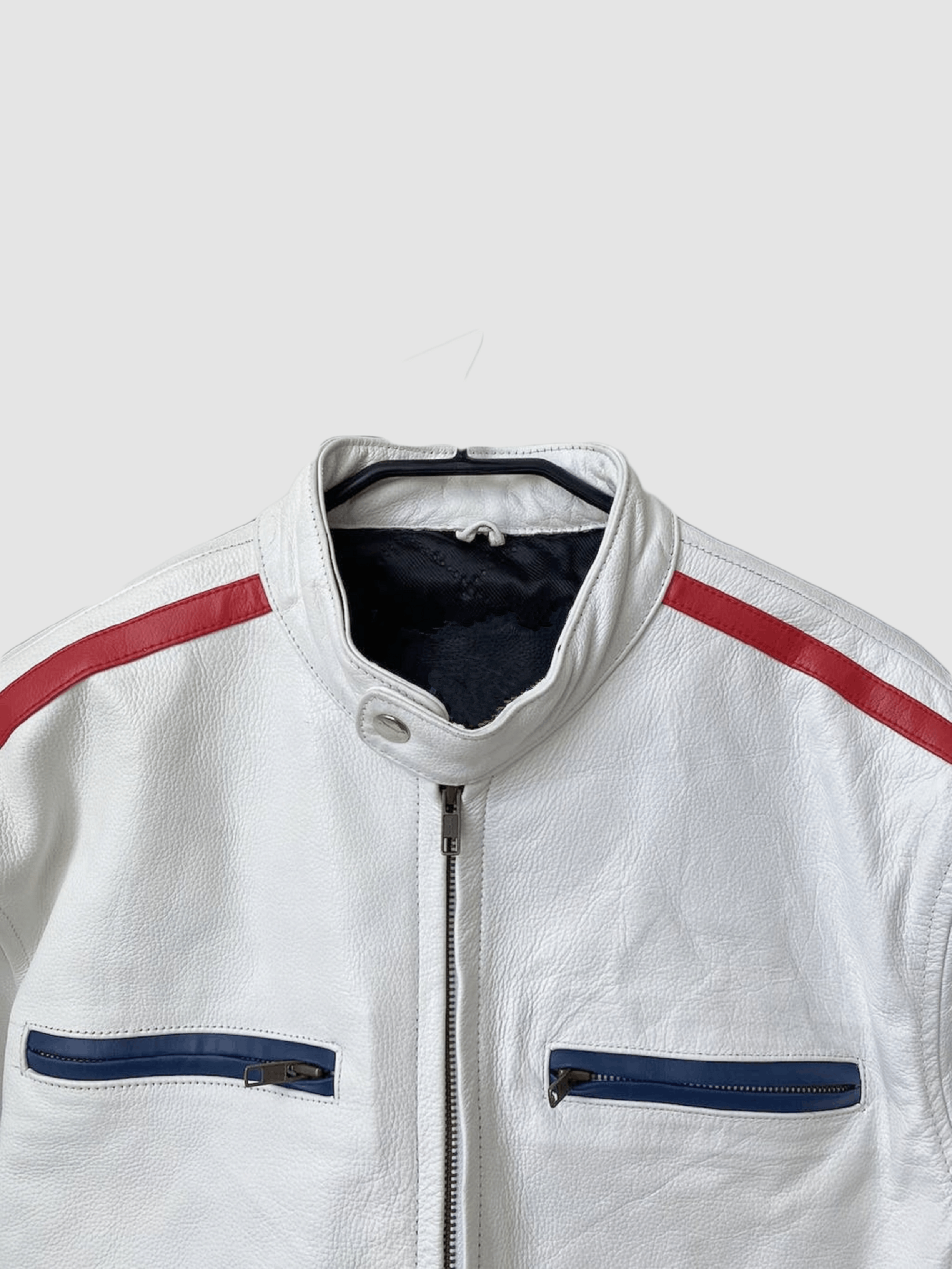 Leather Men's White Streetwear Leather Jacket Zip up Y2K Size US L / EU 52-54 / 3 - 3 Thumbnail
