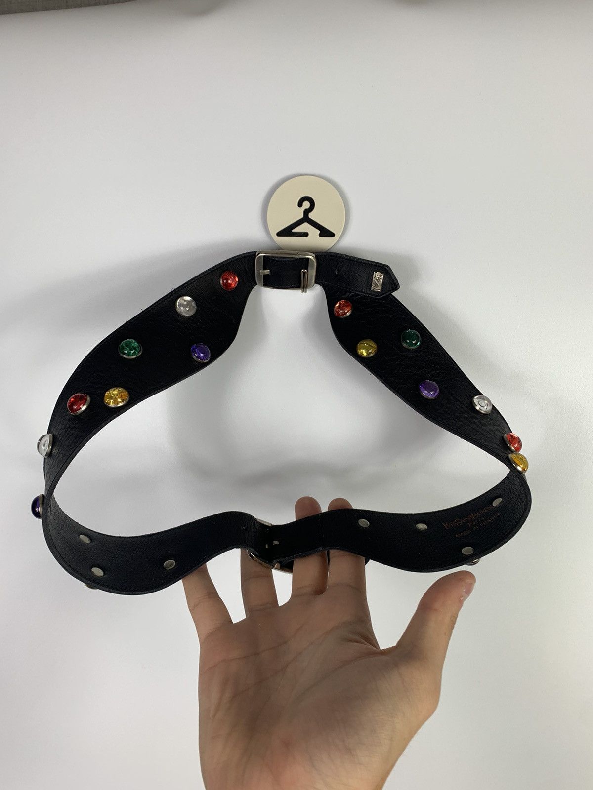 Yves Saint Laurent Vintage Yves Saint Laurent Leather 90s jewelled belt Size ONE SIZE - 2 Thumbnail
