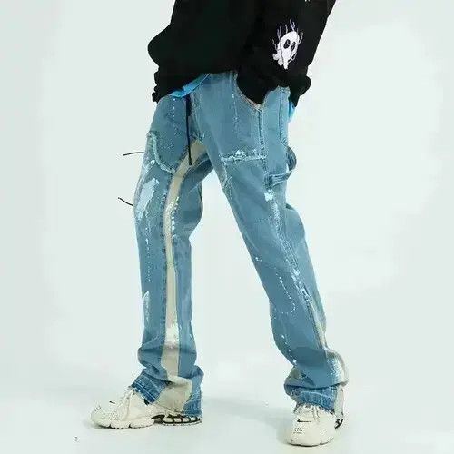 VIBE Paint Splatter Flare Blue Denim Jeans Size US 32 / EU 48 - 1 Thumbnail