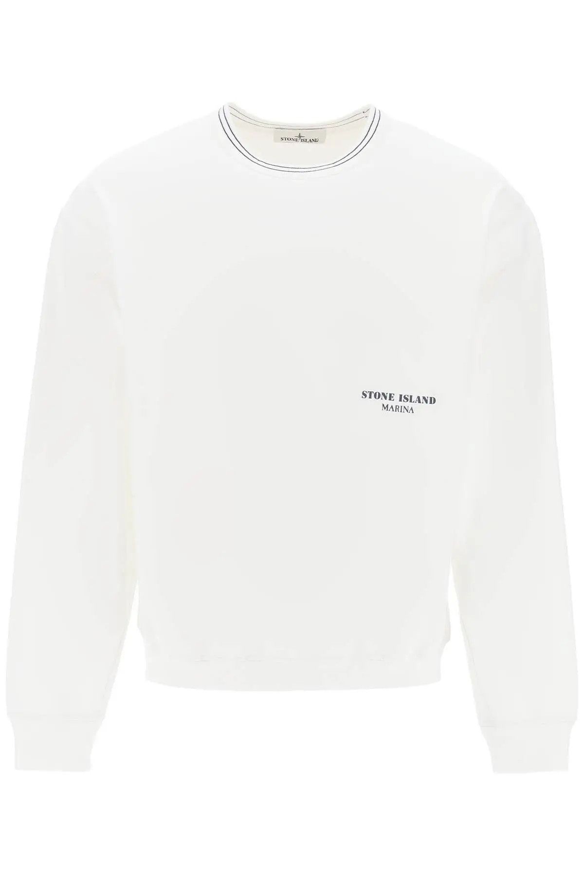 image of Stone Island O1S22I1N0524 Marina Old Treatment Sweatshirt In White, Men's (Size XL)