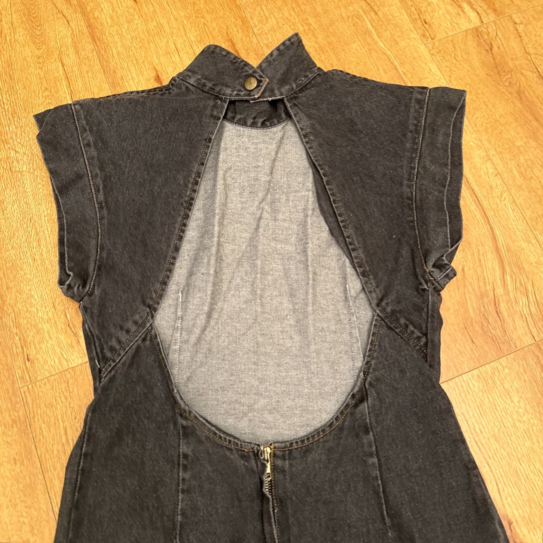 Blair VINTAGE JONI BLAIR 80s Dress Open Back Black Cotton Bohemian High Waisted Size 11 Women Size L / US 10 / IT 46 - 7 Thumbnail