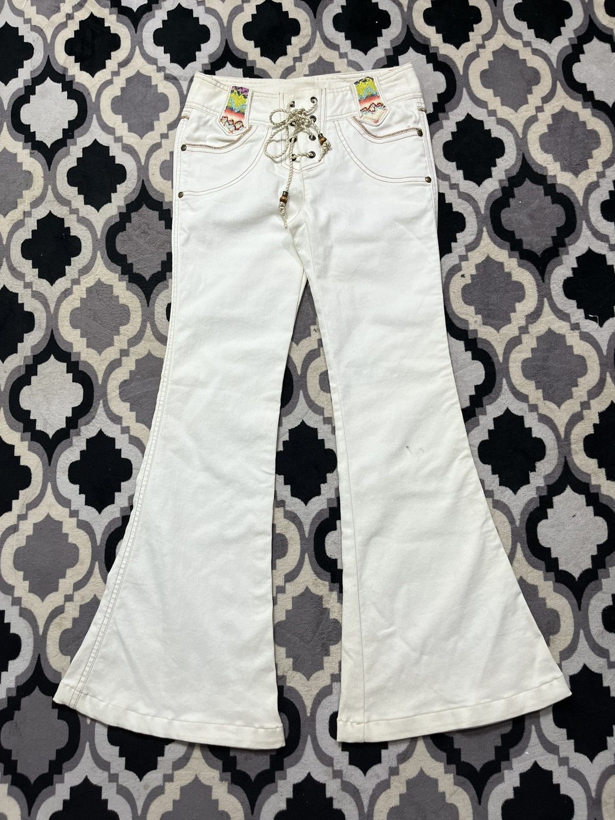 Le Grande Bleu (L.G.B.) Japanese egoist lace-up super flared stretch pants Size US 28 / EU 44 - 1 Thumbnail