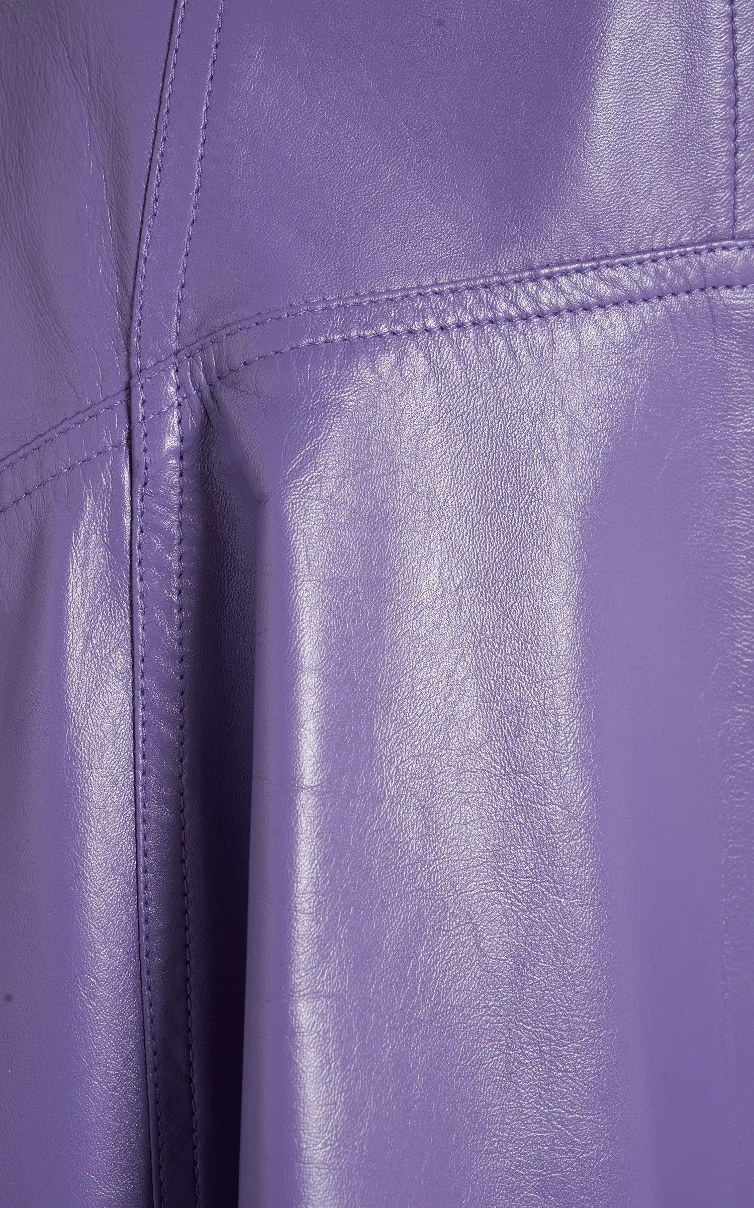 Bottega Veneta o1loc1c0824 716284 Shiny Leather Skirt in Purple Size 24" / US 00 / IT 34 - 6 Thumbnail