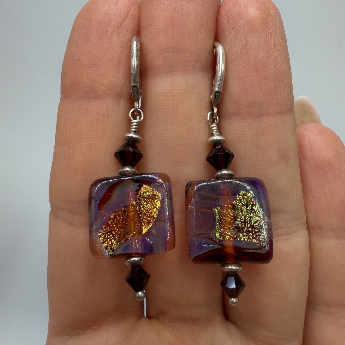 Vintage Vintage Murano Glass 925 Sterling Silver Earrings Dangle Size ONE SIZE - 3 Thumbnail