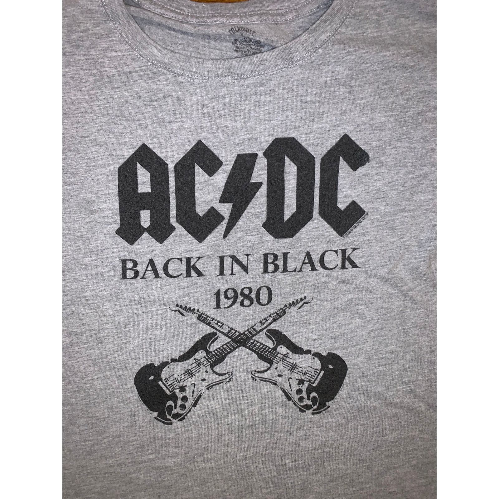 Band Tees × Other AC/DC Back In Black 1980 Grey Women's XL Slim Fit Baby Tee Size XL / US 12-14 / IT 48-50 - 2 Thumbnail