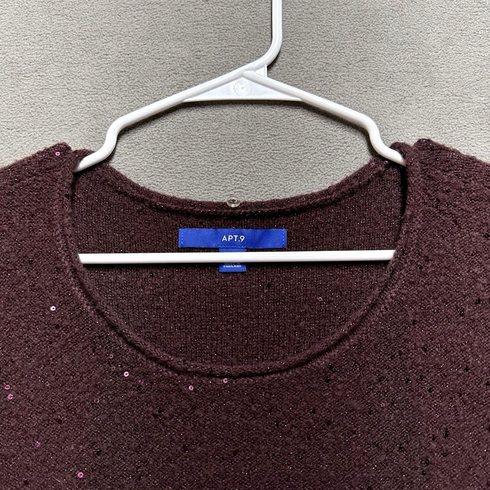 Apt. 9 Apt. 9 Sweater Womens Large Maroon Sequin Roll Neck Long Sleeve Knit EUC Size L / US 10 / IT 46 - 3 Thumbnail