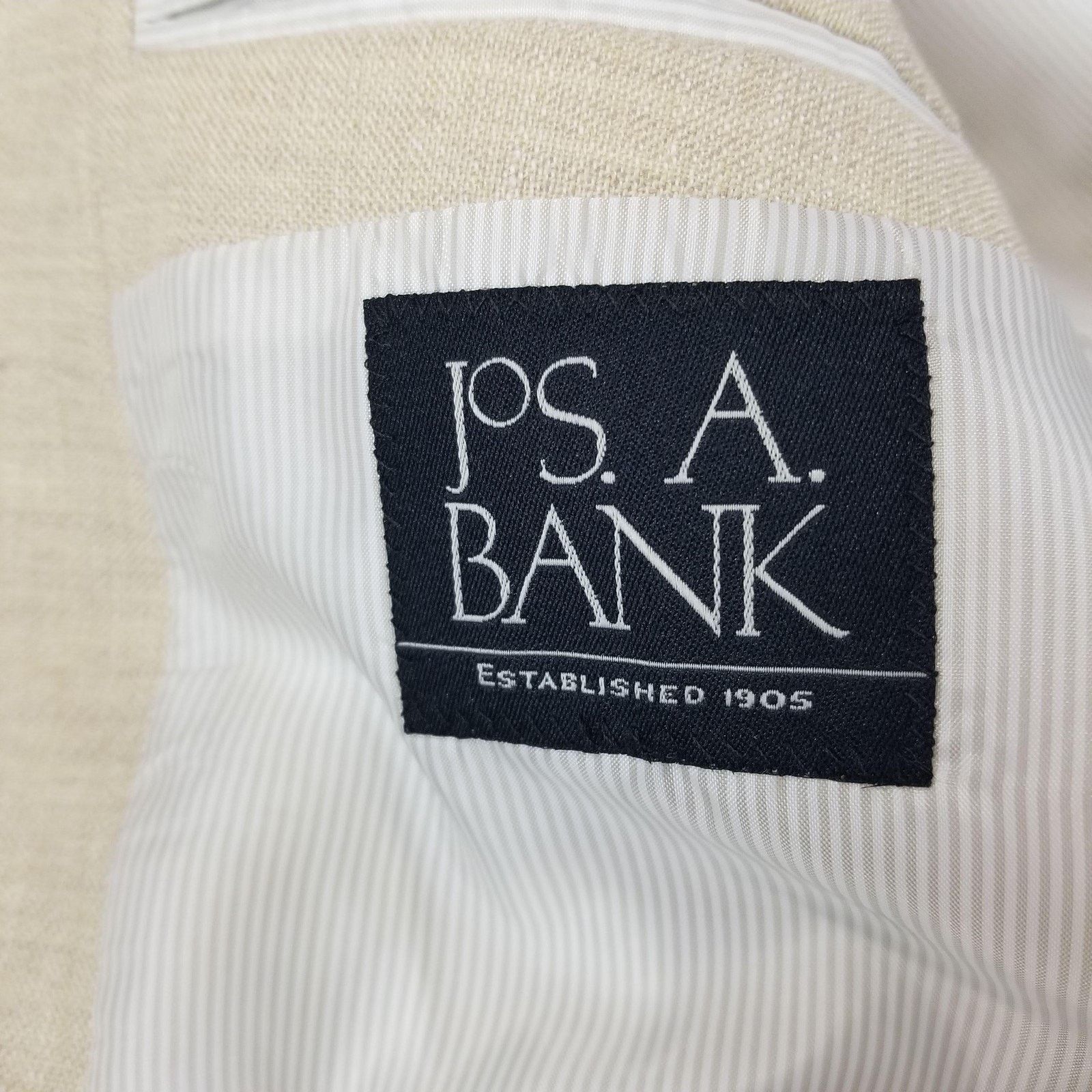 Jos. A. Bank Jos A Bank Blazer Mens 41R Beige Linen Wool Sport Coat Size 40R - 5 Thumbnail