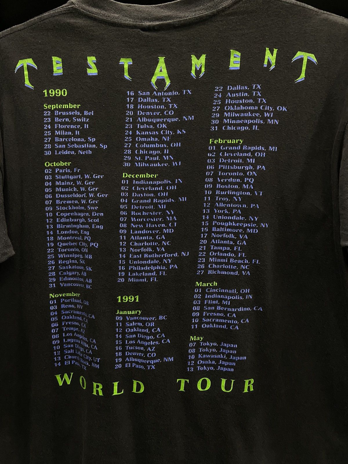Band Tees Vintage 90s TESTAMENT Thrash Metal brockum TOUR TShirt Size US L / EU 52-54 / 3 - 13 Thumbnail