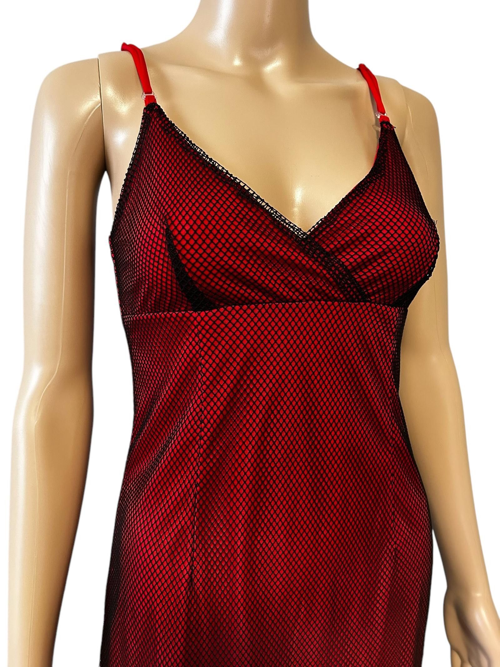 Designer Seductive Red Mesh Nightgown Size ONE SIZE - 2 Thumbnail