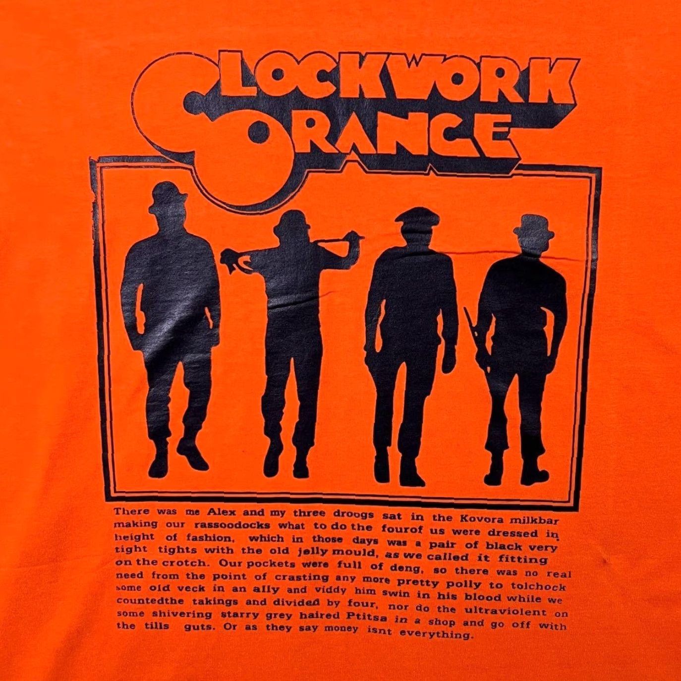 Vintage VINTAGE Clockwork Orange Kubrick Cult Movie Graphic Orange T-Shirt XL Men Short Sleeve 100% Cotton Stars & Stripes Size US XL / EU 56 / 4 - 2 Thumbnail