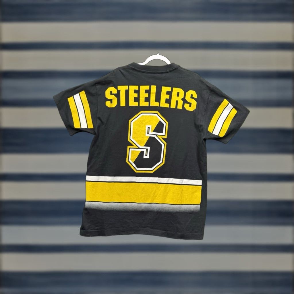 Salem Sportswear VINTAGE Salem Sportswear Pittsburgh Steelers Shirt Mens L Black Cotton USA 90s Logo Crew Neck Short Sleeve All Over Print 1990s Mens Size US L / EU 52-54 / 3 - 1 Thumbnail