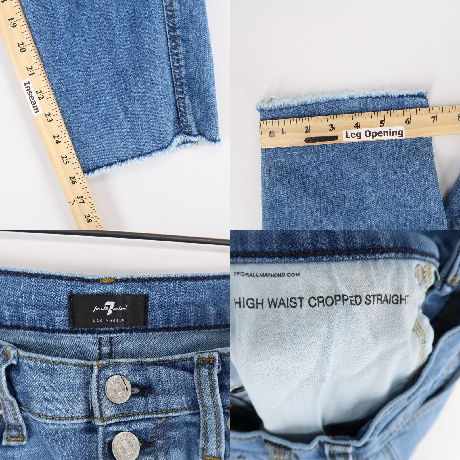 7 For All Mankind VINTAGE 7 For All Mankind Jeans Womens 28 Blue High Waist Cropped Straight Button Fly Size 28" / US 6 / IT 42 - 8 Thumbnail