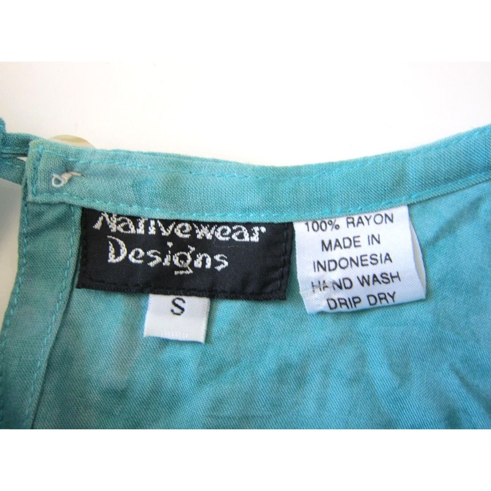 4SDESIGNS Vtg Nativewear Designs Ray on Green Tie Dye Short Sleeve Tunic Peasant Blouse S Size S / US 4 / IT 40 - 3 Thumbnail