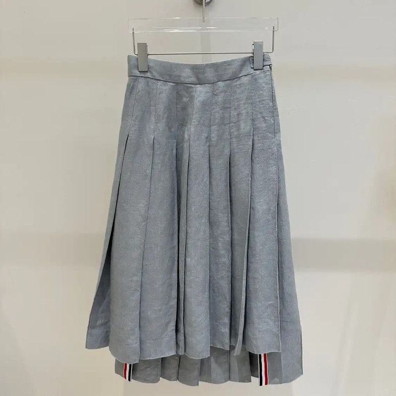 Thom Browne Thom Browne Pleated Gray Wool Midi Skirt 0089 Size 23" - 1 Thumbnail