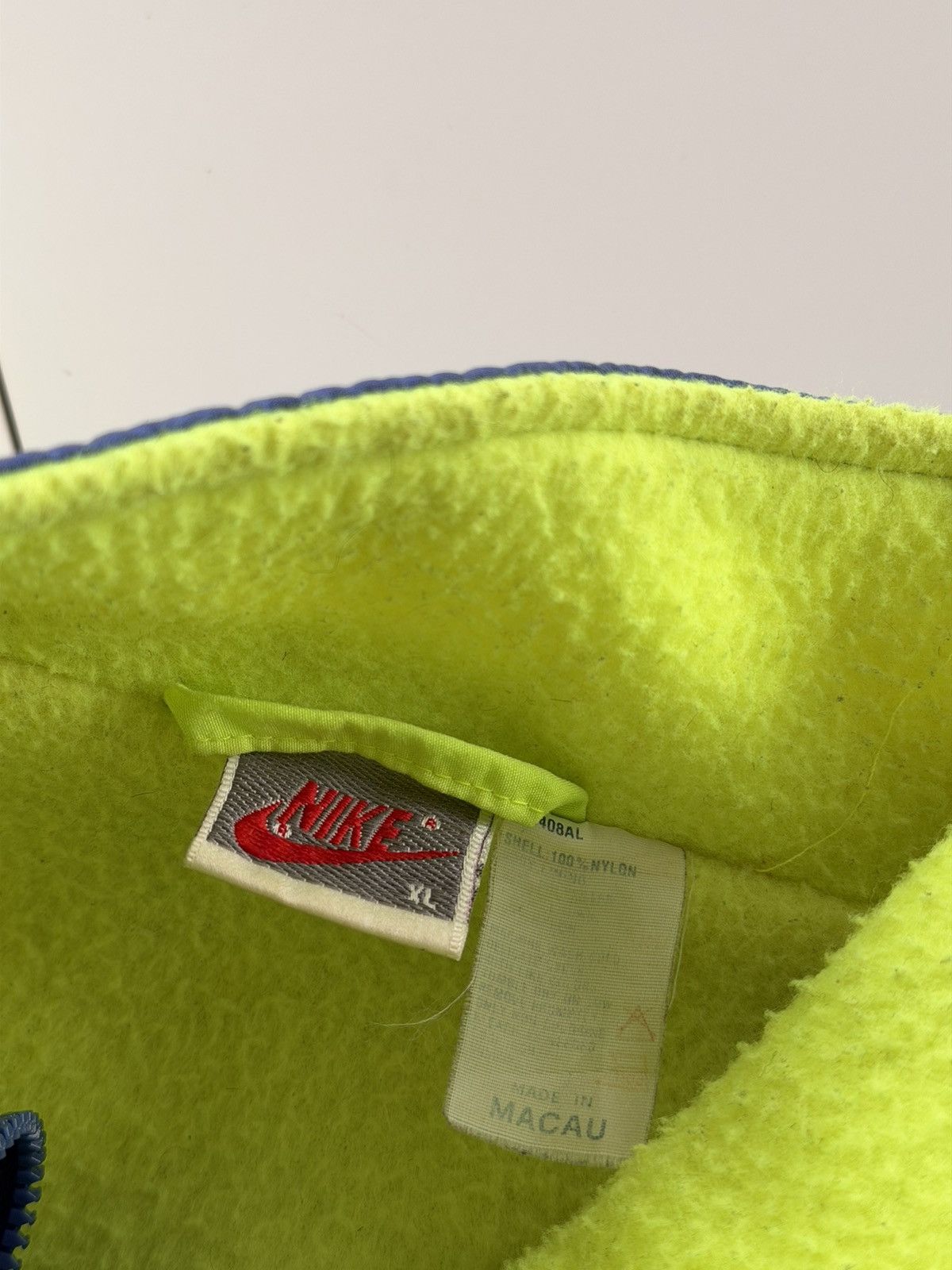 Nike Vintage 90s Nike Fleece Lined Jacket Blue Neon Green Size XL Size US XL / EU 56 / 4 - 5 Thumbnail
