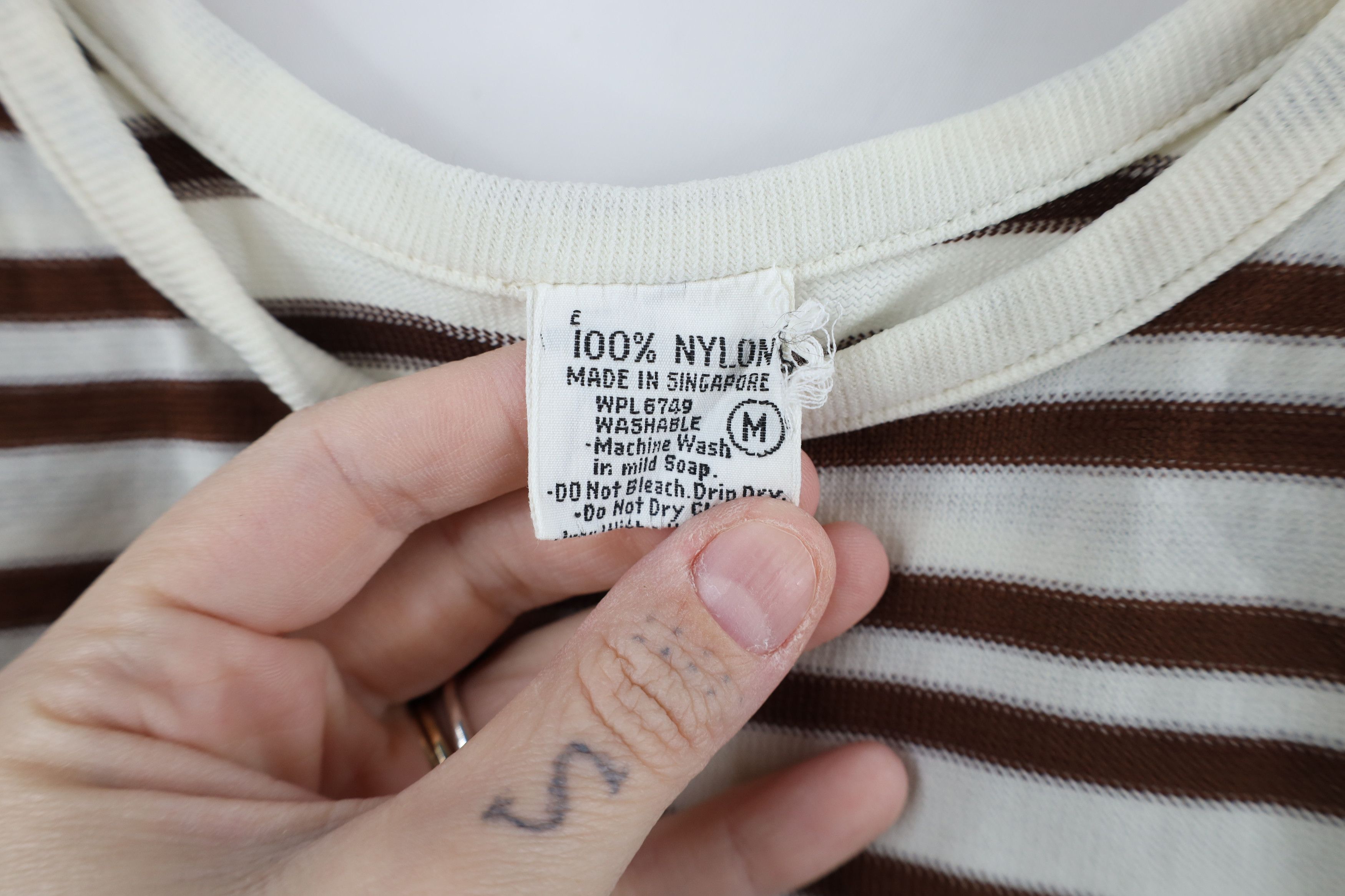 Vintage Vintage 70s Streetwear Striped Knit Tank Top T-Shirt Brown Size M / US 6-8 / IT 42-44 - 5 Thumbnail