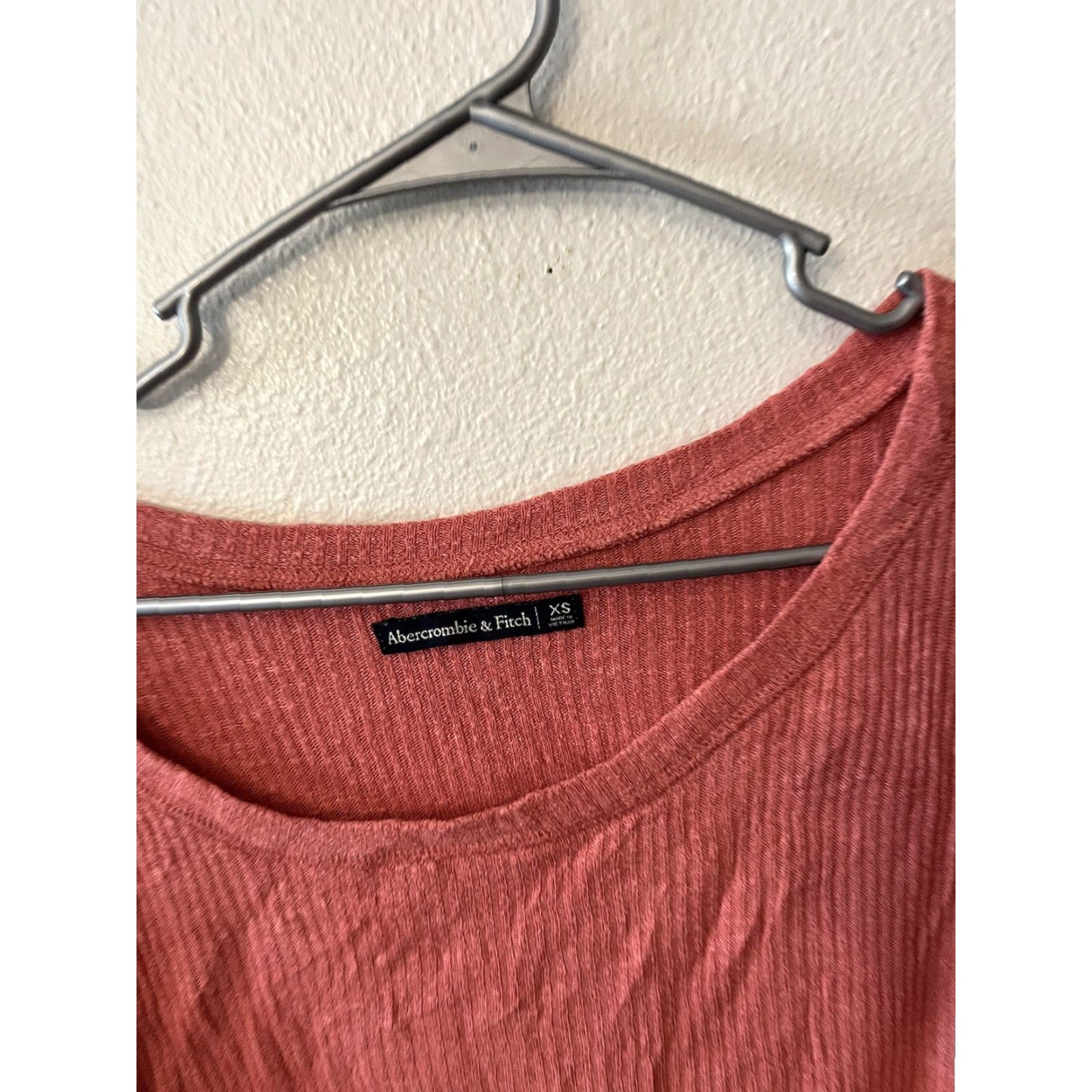 Abercrombie & Fitch Abercrombie & Fitch Women’s XS Ribbed Tie Front Pink Long Sleeve Blouse Size XS / US 0-2 / IT 36-38 - 3 Thumbnail