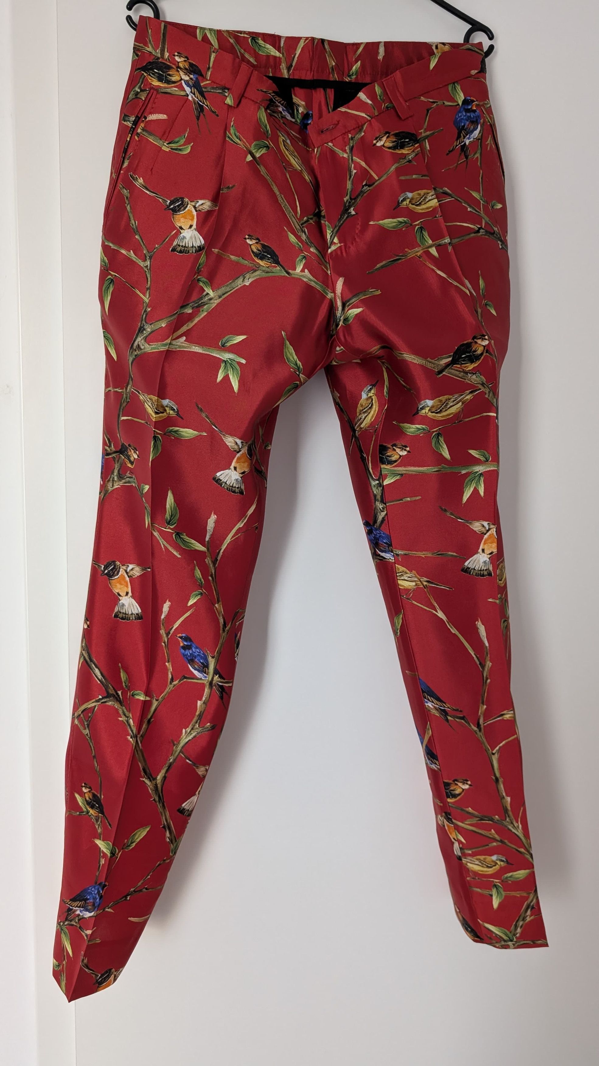 Dolce & Gabbana Dolce & Gabbana Red Silk Bird Print Formal Pants IT46 / W31 Size US 30 / EU 46 - 4 Thumbnail