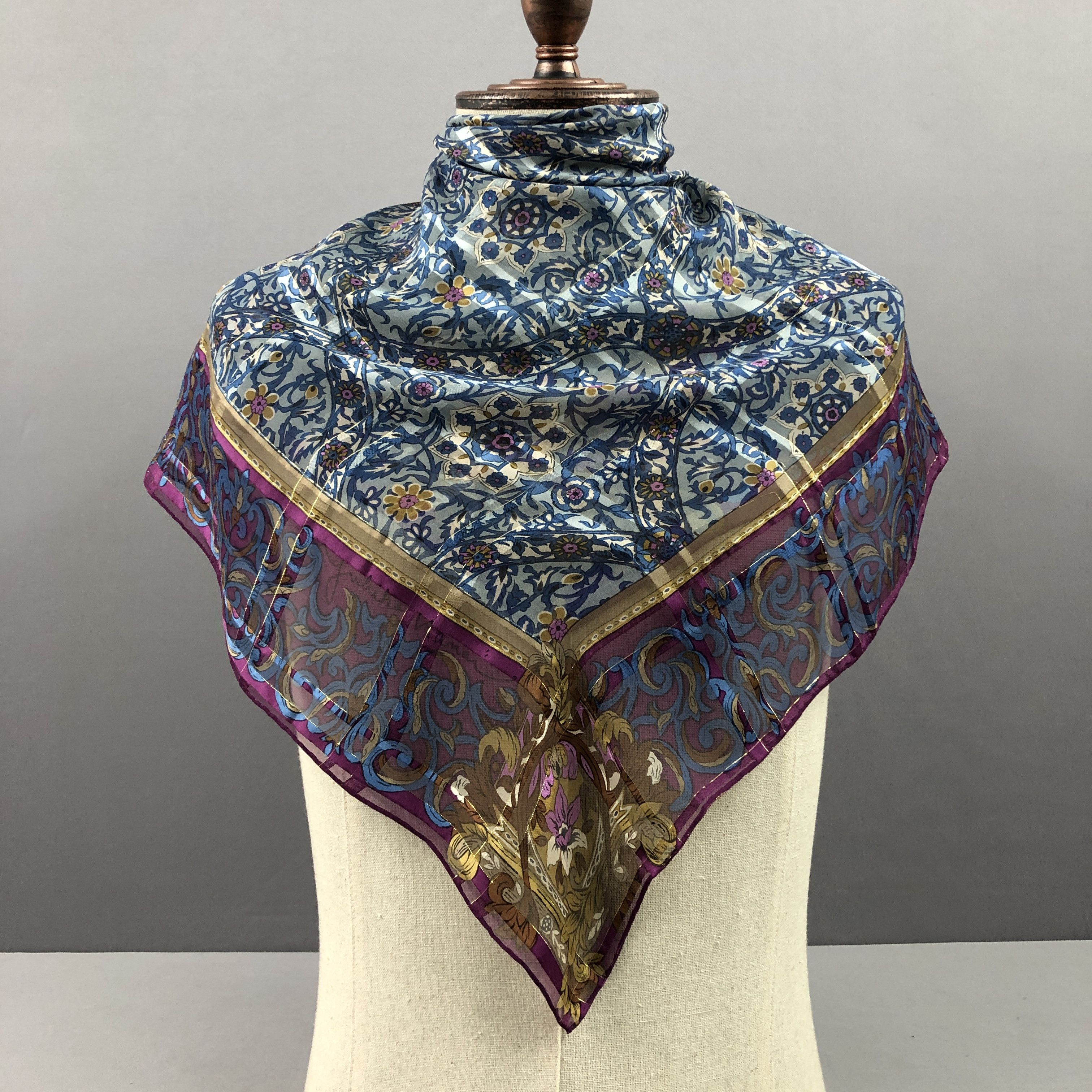 Japanese Brand Vintage Yukiko Hanai SILK Scarf Twill Stole Wraps Scarves Size ONE SIZE - 2 Thumbnail