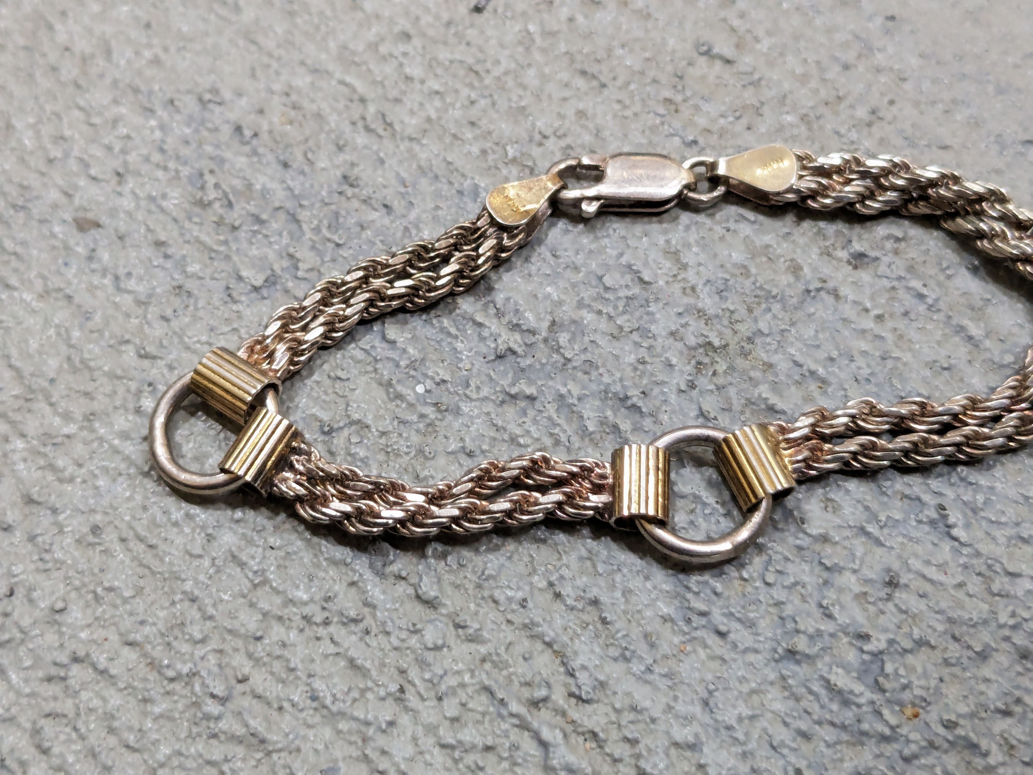 Jewelry Vintage Sterling Silver Bracelet 7.25 Rope Twist Round Chain Size ONE SIZE - 9 Thumbnail