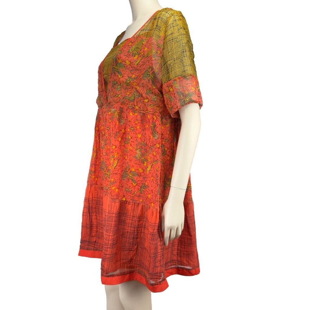 Marc Jacobs MARC JACOBS Silk Floral Vibrant Red Yellow Summer Dress M Size L / US 10 / IT 46 - 2 Thumbnail