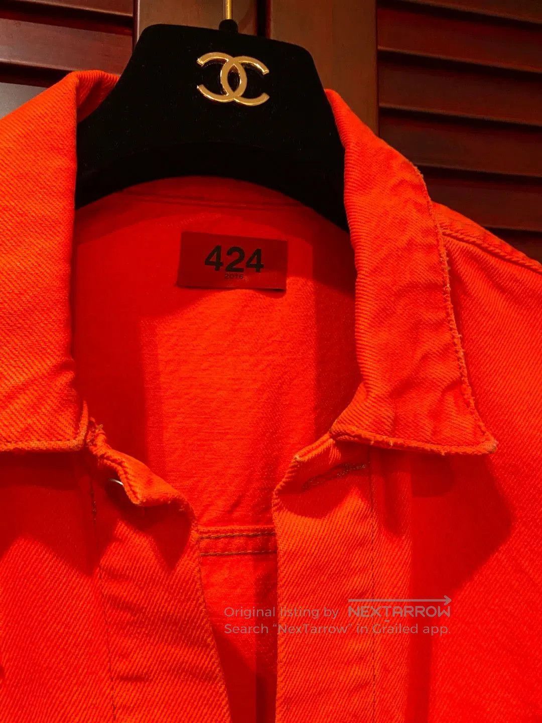 424 424 Men's Red Denim Jacket. Size US S / EU 44-46 / 1 - 3 Thumbnail