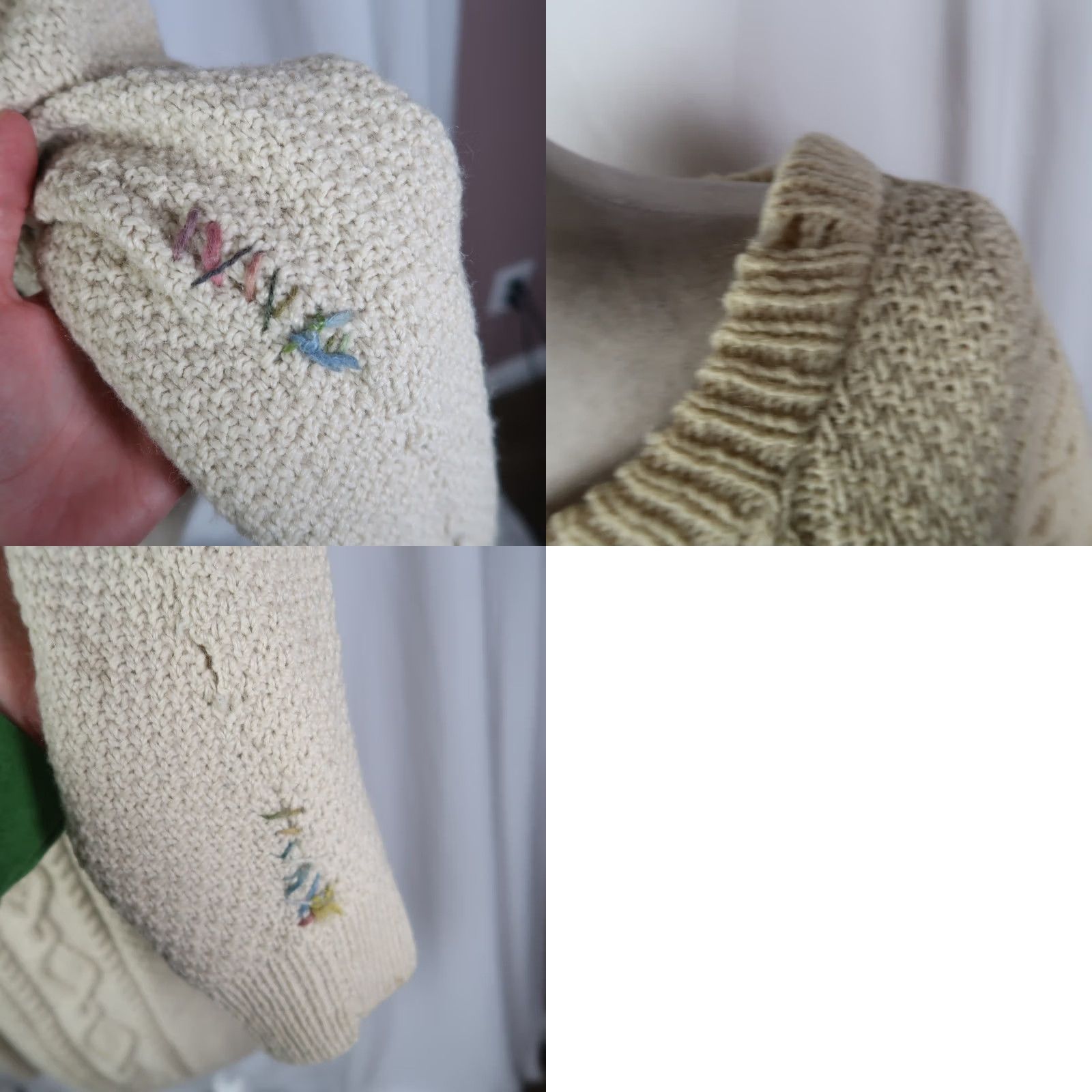 Vintage VINTAGE New Zealand Handknits Fisherman Sweater L Cream Wool Cable Knit Women Size L / US 10 / IT 46 - 8 Thumbnail